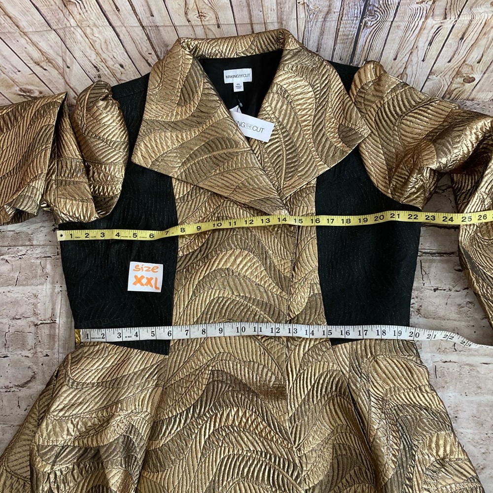 NWT ,Making The Cut , metallic,gold jaguar, midi, jacket,/XL wrap Size XX… - Picture 12 of 16